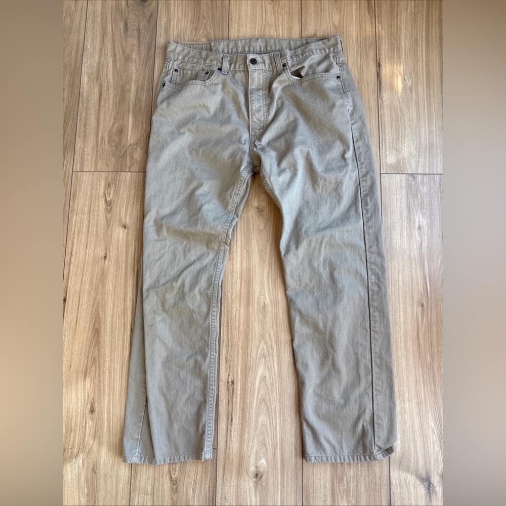 Levi's Jeans Mens 36x32 Khaki Cotton 505 Straight Leg Y2K Regular Fit Denim Pant